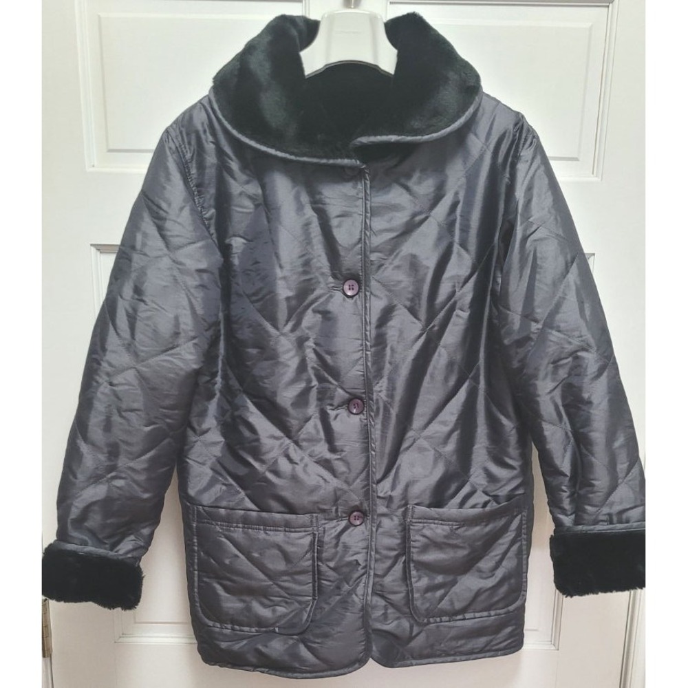 Brandon Thomas Women's Water Resistant Faux Fur Lined Puffer Coat - Black - M